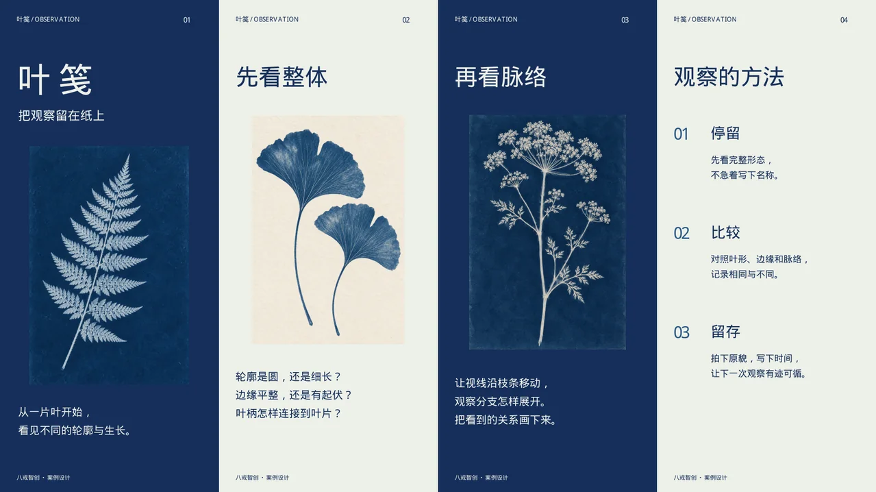 叶笺主题折页 · 正面四面展开