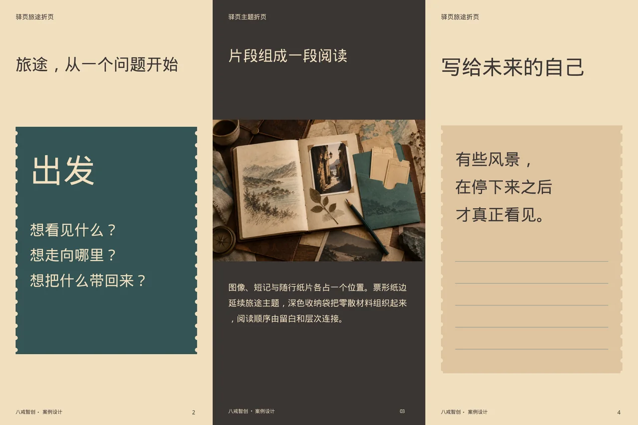 驿页主题折页 · 六面折页内侧展开