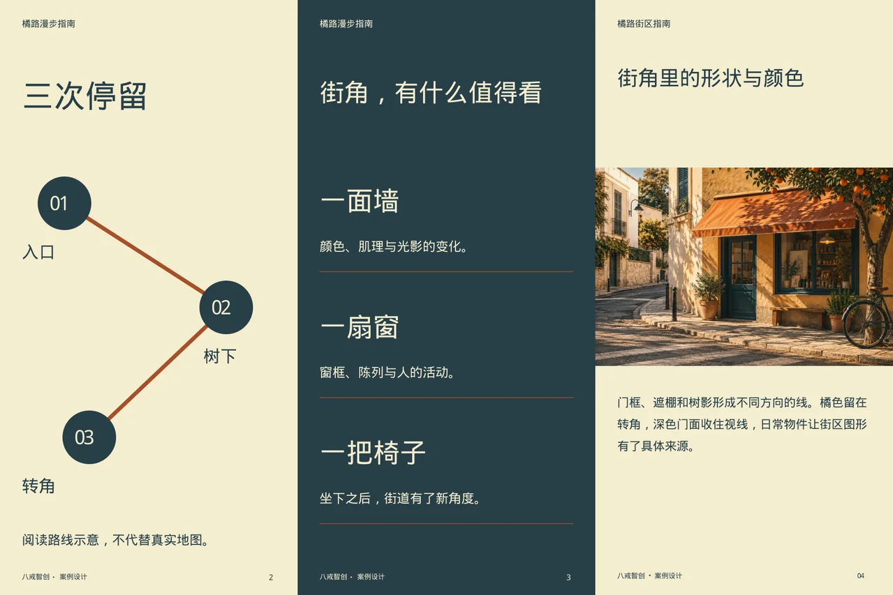 橘路街区指南 · 六面折页内侧展开