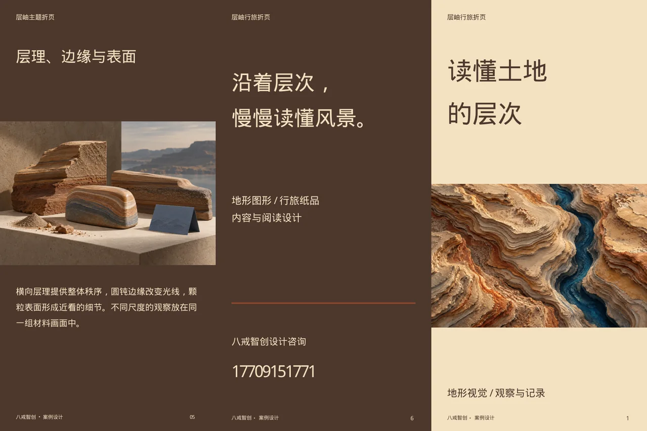 层岫主题折页 · 六面折页外侧展开