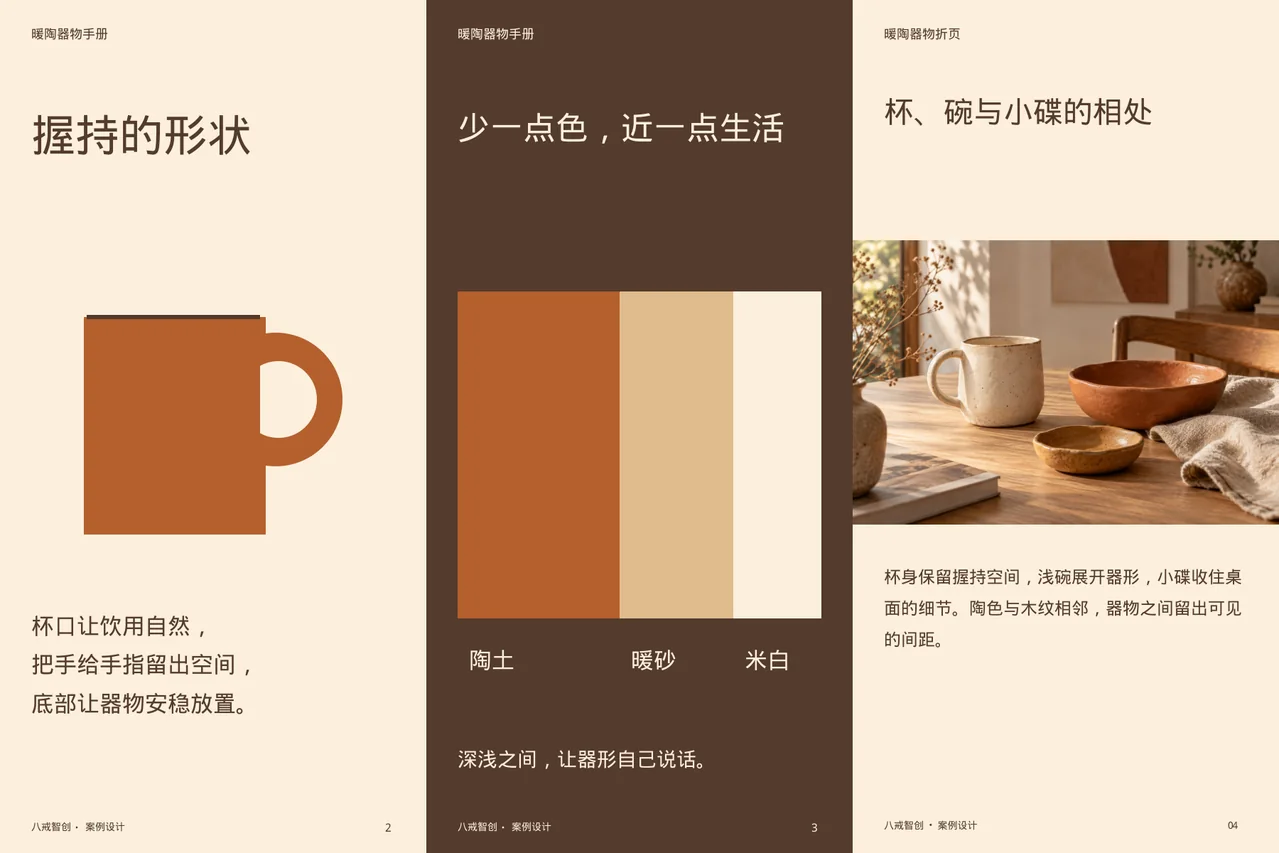 暖陶器物折页 · 六面折页内侧展开