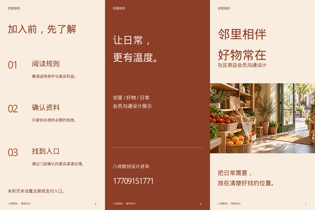 社区商店会员折页 · 六面折页外侧展开