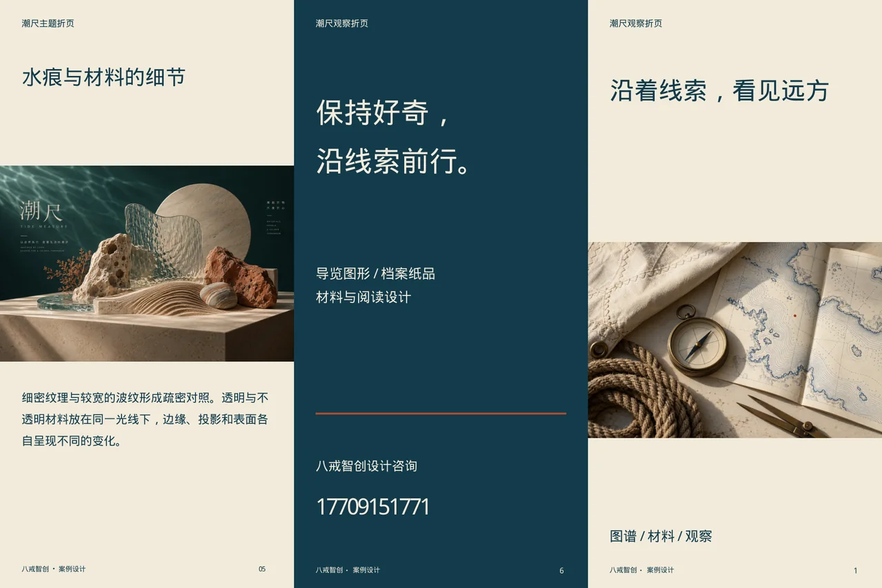 潮尺主题折页 · 六面折页外侧展开